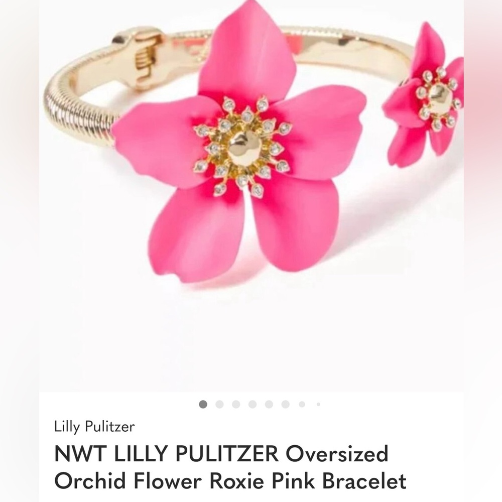Lilly Pulitzer NEW IN BAG! ‘Roxie Pink’ Orchid Flower Bracelet NWT - Picture 9 of 9